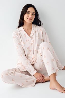 Kadın Modal Pamuk Gömlek Pijama Takım, %50 Modal %50 pamuk - 1