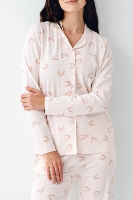 Kadın Modal Pamuk Gömlek Pijama Takım, %50 Modal %50 pamuk - 3