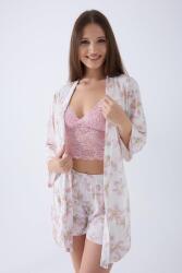 Kadın %50 Pamuk %50 Modal 3’lü Dantelli Şort Pijama & Sabahlık Seti – Hafif, Nefes Alan Ev Giyim Takımı