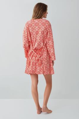 Kadın %50 Pamuk %50 Modal 3’lü Şortlu Pijama Seti – Dantelli Bralet Sütyen , Desenli Şort ve Sabahlık - 3