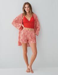 Kadın %50 Pamuk %50 Modal 3’lü Şortlu Pijama Seti – Dantelli Bralet Sütyen , Desenli Şort ve Sabahlık