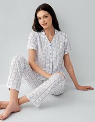 Kadın %50 Pamuk %50 Modal Düğmeli Pijama Takımı – Kısa Kollu, Uzun Paça, Yumuşak Dokulu Ev Giyimi