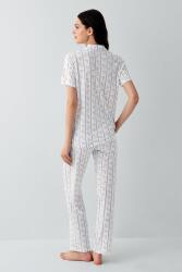 Kadın %50 Pamuk %50 Modal Düğmeli Pijama Takımı – Kısa Kollu, Uzun Paça, Yumuşak Dokulu Ev Giyimi - 4