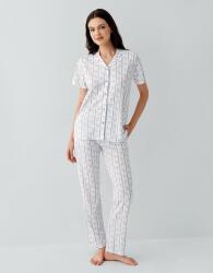 Kadın %50 Pamuk %50 Modal Düğmeli Pijama Takımı – Kısa Kollu, Uzun Paça, Yumuşak Dokulu Ev Giyimi (1)