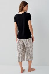 Kadın %50 Pamuk %50 Modal Kapri Pijama Takımı – Düğmeli Kısa Kollu Üst ve Kapri Alt, Rahat Kesim, - 4