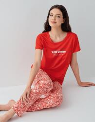 Kadın %50 Pamuk %50 Modal Kısa Kollu Pijama Takımı – Yumuşak Dokulu, Desenli Alt, Rahat Kalıp