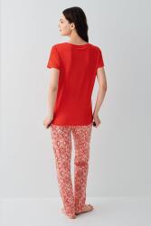 Kadın %50 Pamuk %50 Modal Kısa Kollu Pijama Takımı – Yumuşak Dokulu, Desenli Alt, Rahat Kalıp - 4