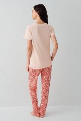 Kadın %50 Pamuk %50 Modal Kısa Kollu Pijama Takımı – Yumuşak Dokulu, Desenli Alt, Rahat Kalıp - 8