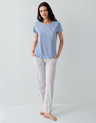 Kadın %50 Pamuk %50 Modal Kısa Kollu Pijama Takımı – Yumuşak Dokulu, Rahat Kesim, Büyük Beden Seçenekli - 2