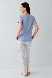 Kadın %50 Pamuk %50 Modal Kısa Kollu Pijama Takımı – Yumuşak Dokulu, Rahat Kesim, Büyük Beden Seçenekli - 4