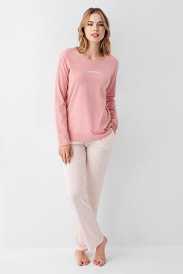 Kadın %50 Pamuk %50 Modal Pijama Takım, Uzunkol, Cepli - 2