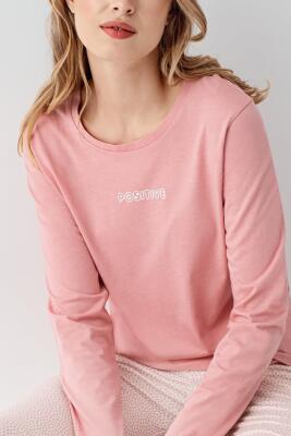 Kadın %50 Pamuk %50 Modal Pijama Takım, Uzunkol, Cepli - 3