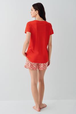 Kadın %50 Pamuk %50 Modal Şortlu Pijama Takımı – Kısa Kollu, Yumuşak Dokulu, Rahat Kesim - 4
