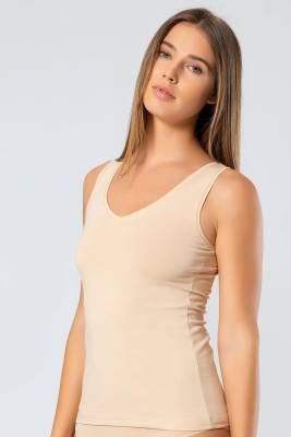 Kadın %95 Pamuk, %5 Likralı Pamuklu V Yaka Atlet - 7