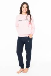 Kadın Alt Üst Takım, 2 iplik, Kol ve paça manşetli, Uzunkol Bisiklet Yakalı ve Cepli, - Thumbnail