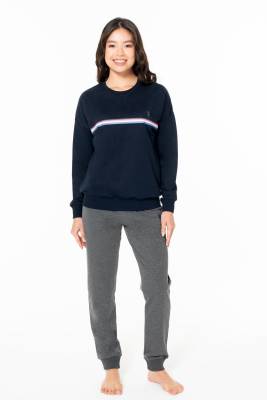 U.S. Polo Assn. - Kadın Alt Üst Takım, 2 iplik, Kol ve paça manşetli, Uzunkol Bisiklet Yakalı ve Cepli,