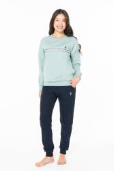 Kadın Alt Üst Takım, 2 iplik, Kol ve paça manşetli, Uzunkol Bisiklet Yakalı ve Cepli, - Thumbnail