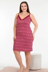 Kadın Askılı Büyük Beden Gecelik, viskon kumaş - Thumbnail