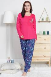 Kadın Büyük Beden Düğmeli Rahat Kesim Pijama Takımı Xl-4xl - Thumbnail