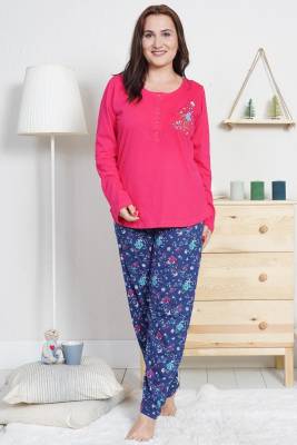 Espuar - Kadın Büyük Beden Düğmeli Rahat Kesim Pijama Takımı Xl-4xl