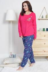 Kadın Büyük Beden Düğmeli Rahat Kesim Pijama Takımı Xl-4xl - Thumbnail