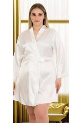 Kadın Büyük Beden Düz Renk Saten Bride Sabahlık - 3