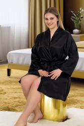 Kadın Büyük Beden Düz Renk Saten Bride Sabahlık - 11