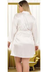 Kadın Büyük Beden Düz Renk Saten Bride Sabahlık