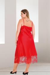 Kadın Büyük Beden Fantazi Saten Gecelik, Dantel Detaylı Saten Gecelik - 6