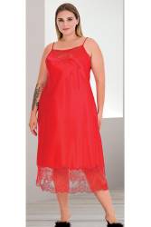 Kadın Büyük Beden Saten Gecelik Sabahlık Takım, Dantel Detaylı Saten Gecelik Sabahlık Set - Thumbnail