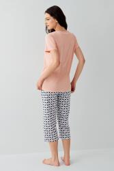Kadın Cepli Desenli Pijama Takımı %50 Pamuk %50 Modal – Kısa Kollu, Rahat Kalıp - 4