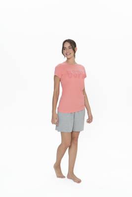 Kadın Cepli Şort Takım, USPA Baskılı, Kısakol, Bisiklet Yaka - 4