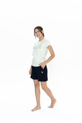 Kadın Cepli Şort Takım, USPA Baskılı, Kısakol, Bisiklet Yaka - 10