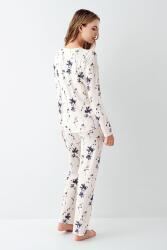 Kadın Çiçek Desenli Uzunkol Pijama Takım, Dantel detaylı - 4