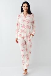 Kadın Çiçekli Uzunkol Mevsimlik Pijama Takım, Önden Düğmeli Gömlek Pijama Takım (1)