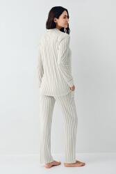 Kadın Çizgili Önden Düğmeli Pijama Takım, %50 Modal %50 Pamuk Gömlek Pijama Takım - 8