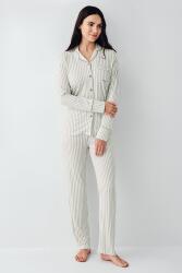 Kadın Çizgili Önden Düğmeli Pijama Takım, %50 Modal %50 Pamuk Gömlek Pijama Takım - 6