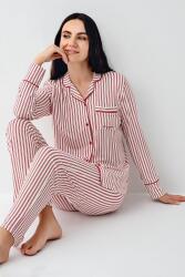 Kadın Çizgili Önden Düğmeli Pijama Takım, %50 Modal %50 Pamuk Gömlek Pijama Takım
