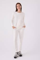 Kadın Comfort Kumaş Uzun Kol Pijama Takım - Thumbnail