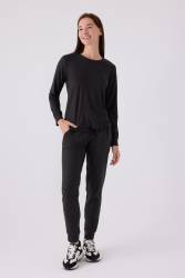 Kadın Comfort Kumaş Uzun Kol Pijama Takım - Thumbnail