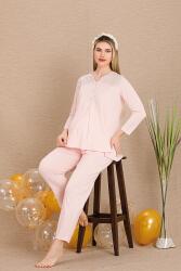 Kadın Dantel Detaylı 3'lü Hamile Lohusa Pijama Takım, Hamile Lohusa Sabahlık ve Pijama Takımı  - 3