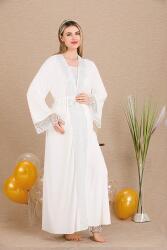 Kadın Dantel Detaylı 3'lü Hamile Lohusa Pijama Takım, Hamile Lohusa Uzun Sabahlık ve Pijama Takımı  - 6