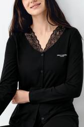 Kadın Dantel Detaylı Düğmeli Pijama Takım, %50 Modal %50 Pamuk - 3