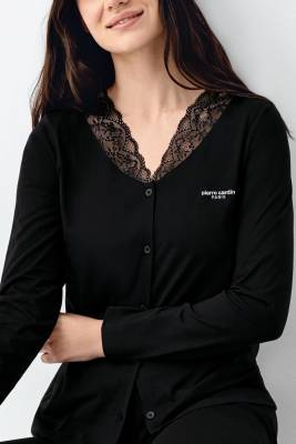 Kadın Dantel Detaylı Düğmeli Pijama Takım, %50 Modal %50 Pamuk - 3