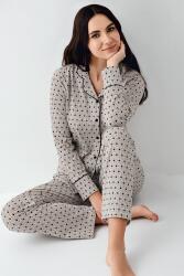 Kadın Desenli Gömlek Yaka Uzunkol Mevsimlik Pijama Takım, %50 pamuk %50 modal - 1