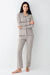 Kadın Desenli Gömlek Yaka Uzunkol Mevsimlik Pijama Takım, %50 pamuk %50 modal - 2
