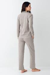 Kadın Desenli Gömlek Yaka Uzunkol Mevsimlik Pijama Takım, %50 pamuk %50 modal - 4