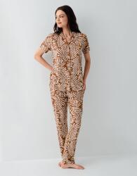 Kadın Desenli Kısa Kollu Düğmeli Pijama Takımı – %50 Pamuk %50 Modal, Yumuşak ve Nefes Alabilen (1)