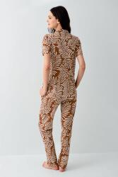 Kadın Desenli Kısa Kollu Düğmeli Pijama Takımı – %50 Pamuk %50 Modal, Yumuşak ve Nefes Alabilen - 4