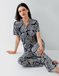 Kadın Desenli Kısa Kollu Düğmeli Pijama Takımı – %50 Pamuk %50 Modal, Yumuşak ve Nefes Alabilen Lacivert